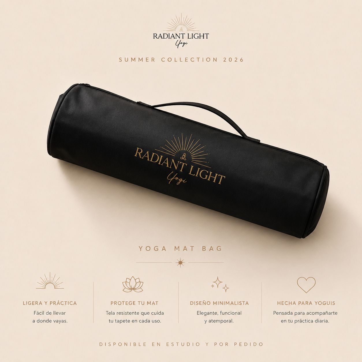 Bolsa para tapete de yoga disponible en Radiant Light Yogi Studio